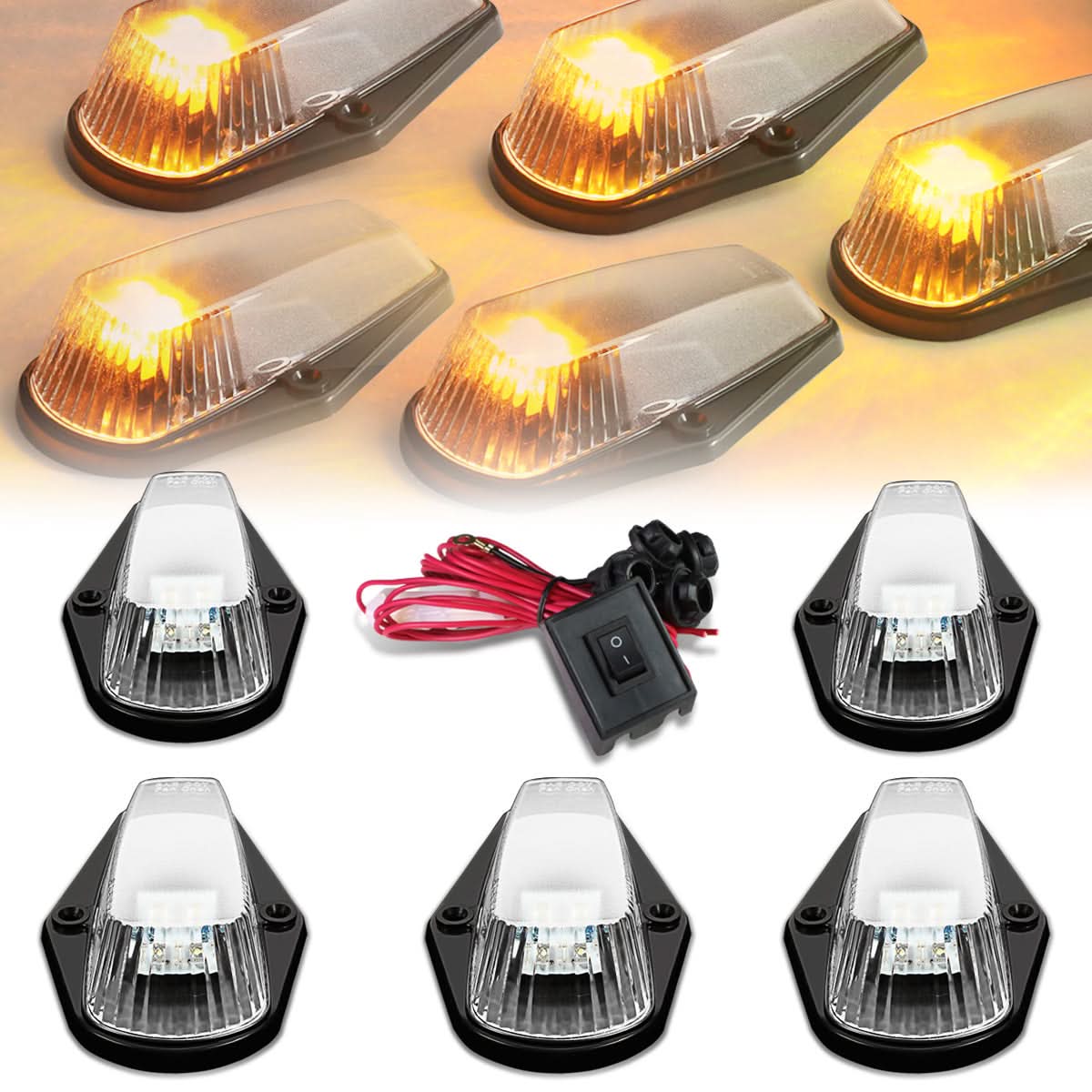 1980-1996 Ford Super Duty Chrome Housing Amber LED Cab Light