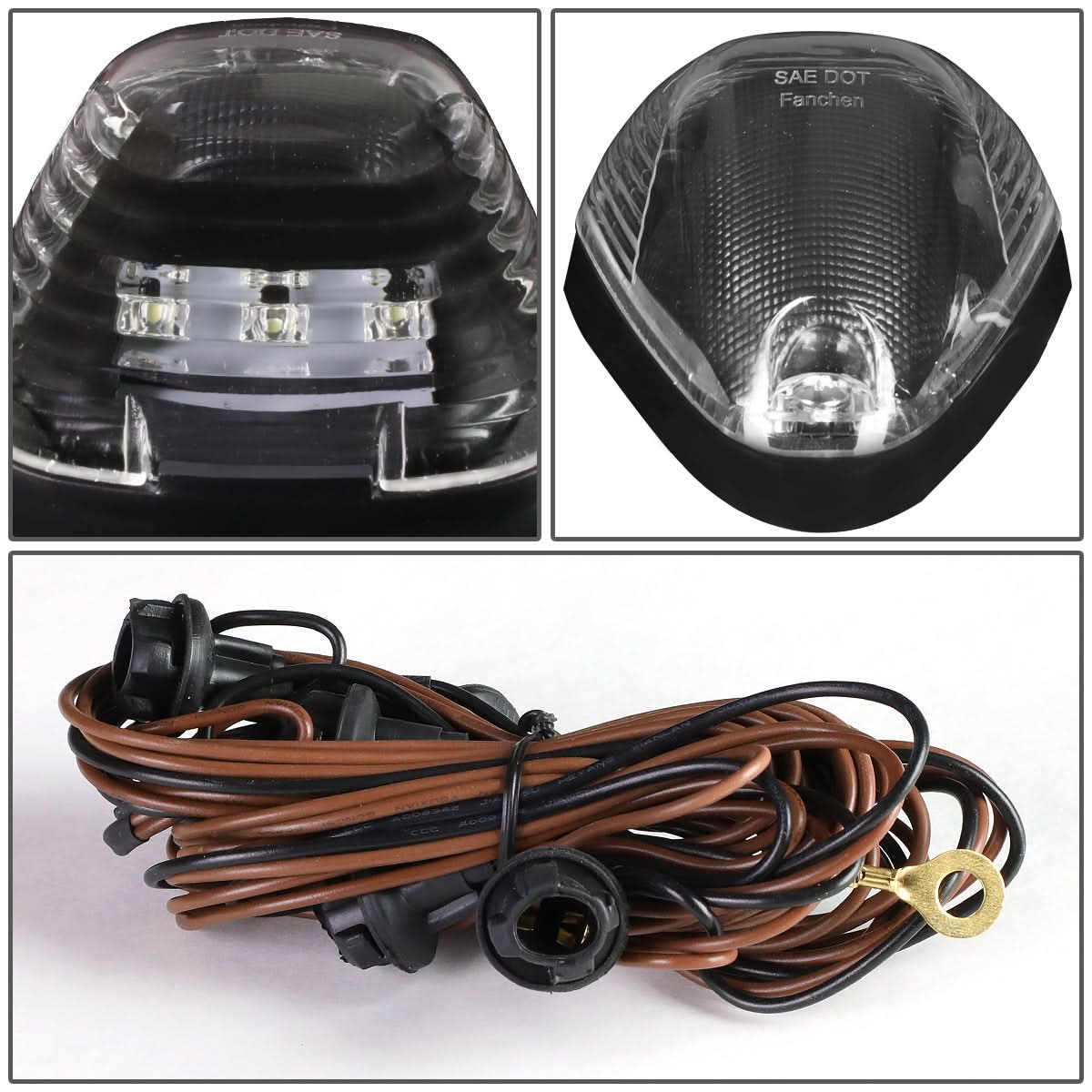 99-15 Ford Super Duty Black Housing White LED Cab Light