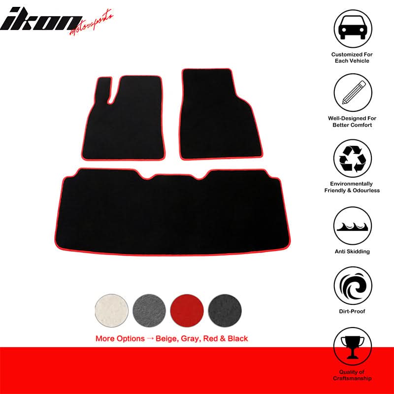 2012-2019 Tesla Model S Latex Floor Mats All Weather Carpet Black