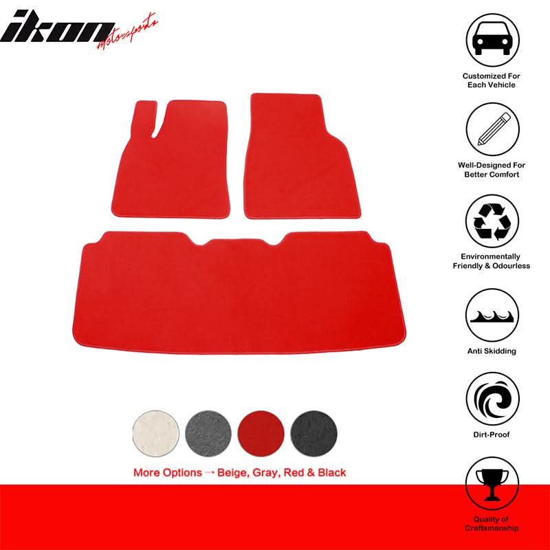 2012-2019 Tesla Model S Latex Floor Mats All Weather Carpet Black