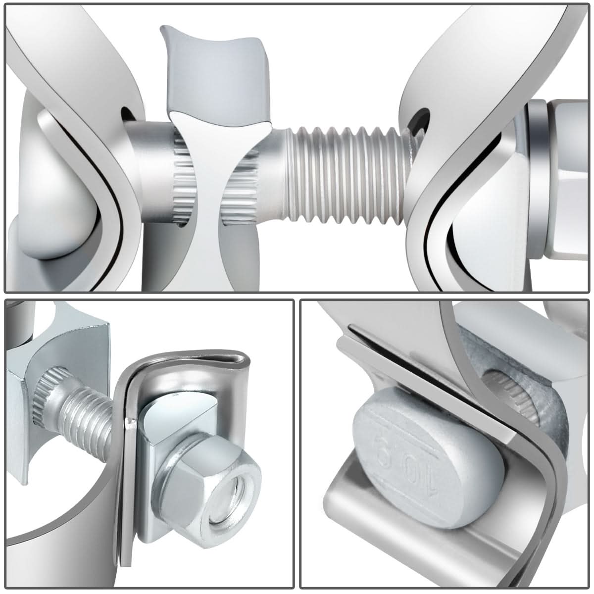 2.5" Narrow Band Exhaust Seal Clamp 2-Piece Kit Stainless Steel