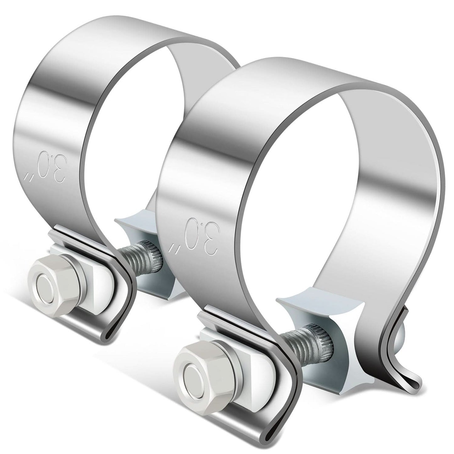 3.0" Stainless Steel Narrow Band Exhaust Clamp Set (2 Pieces)