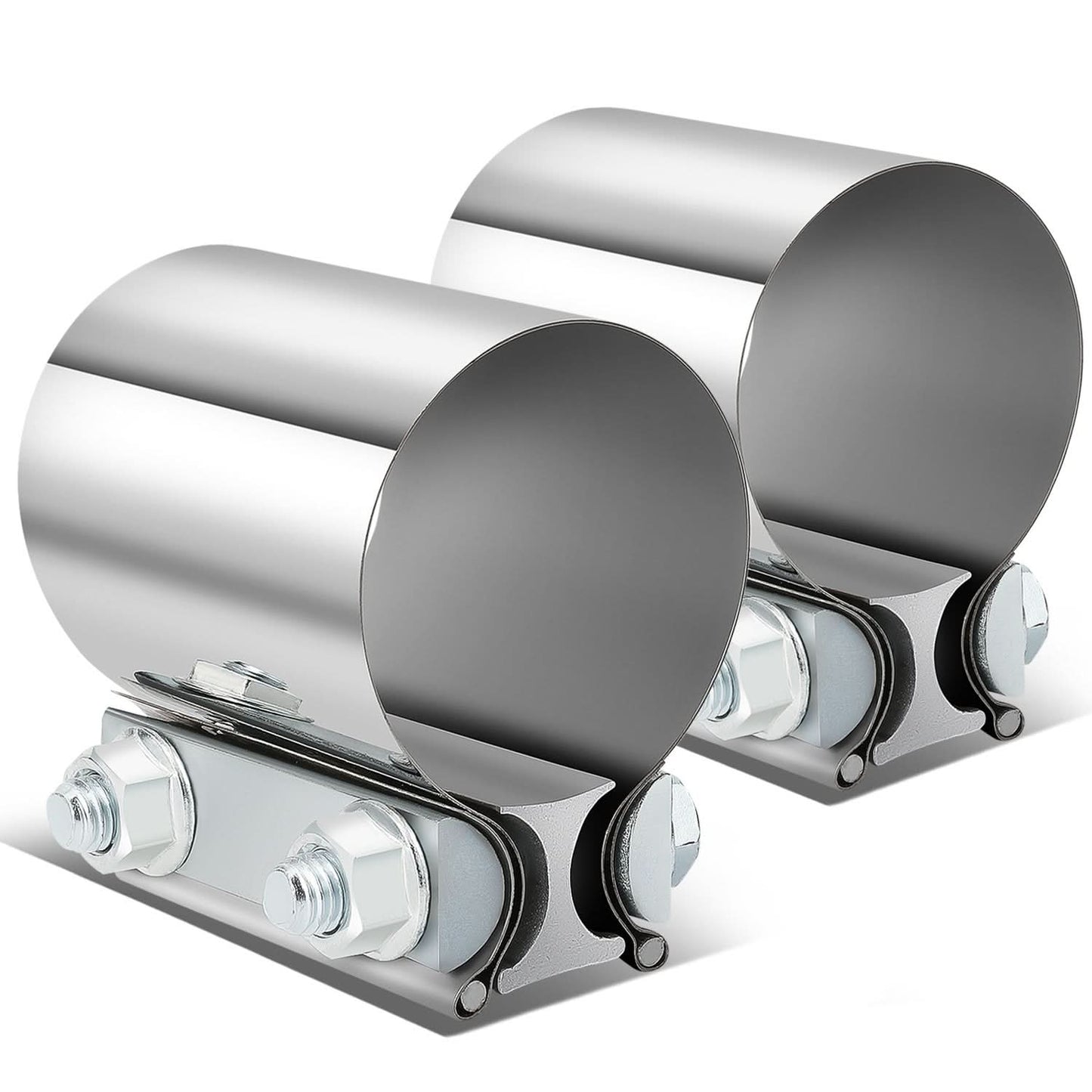 2.25" Stainless Steel Exhaust Band Clamp Set - 2 Piece Butt Joint