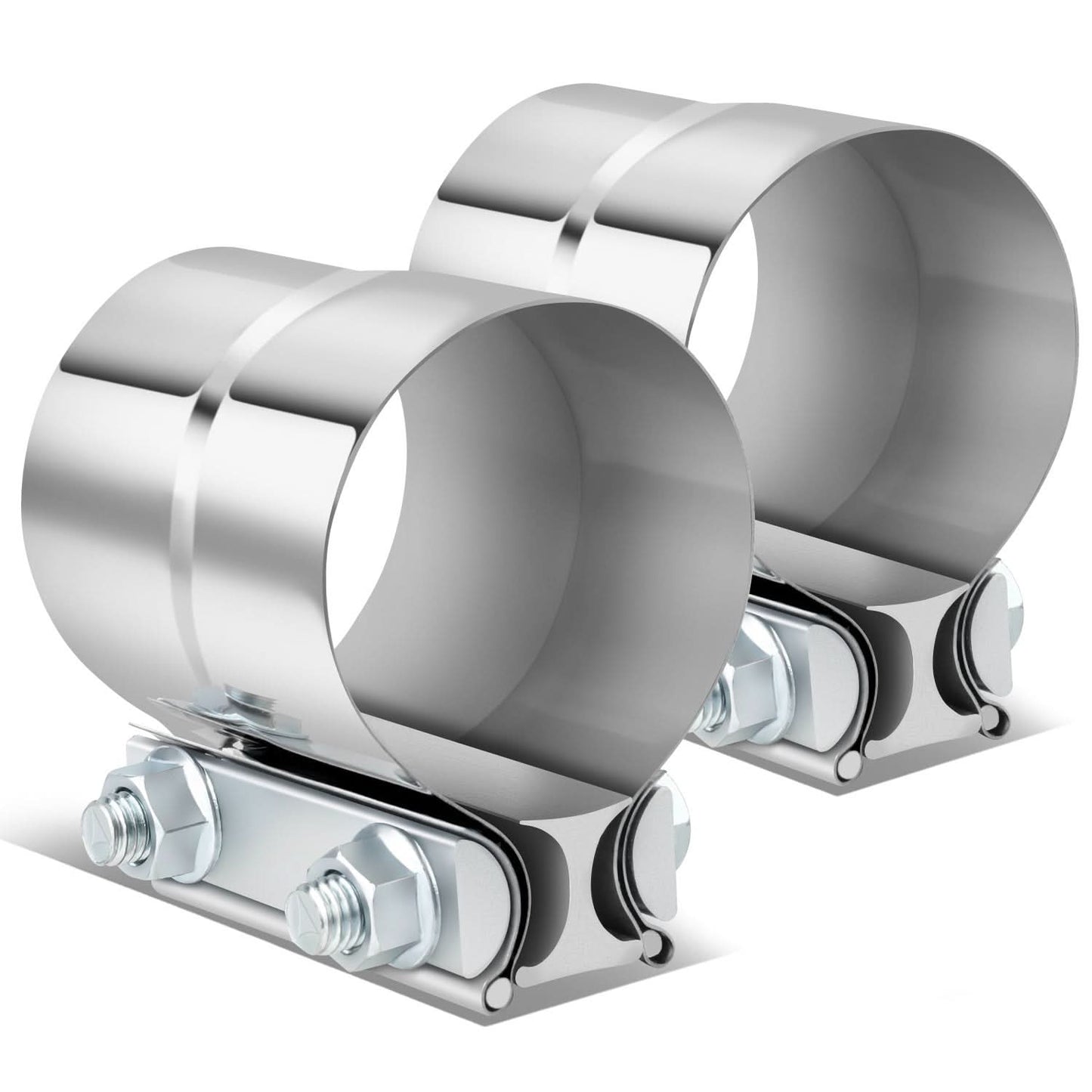 2.5" Lap Joint Exhaust Band Clamp 2-Piece Set Stainless Steel