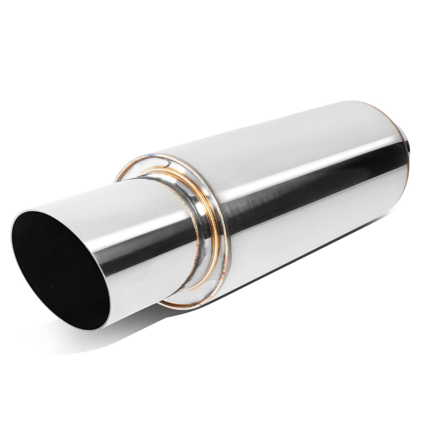 3.0" Tip 2.25" Inlet Straight Cut Polished Muffler 14.7" Total Length