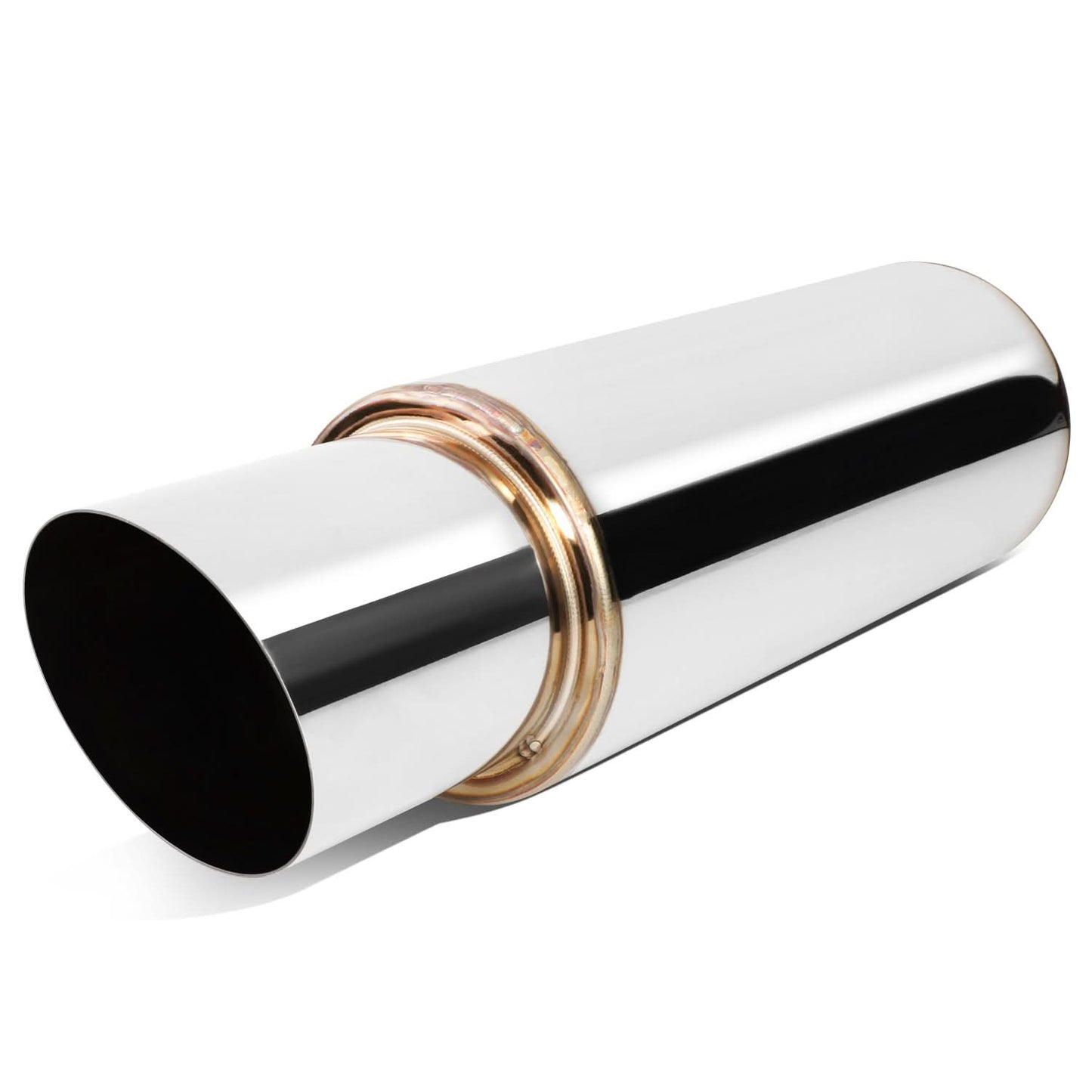 4.0" Tip Stainless Steel Muffler 2.5" Inlet 18.5" Overall Length