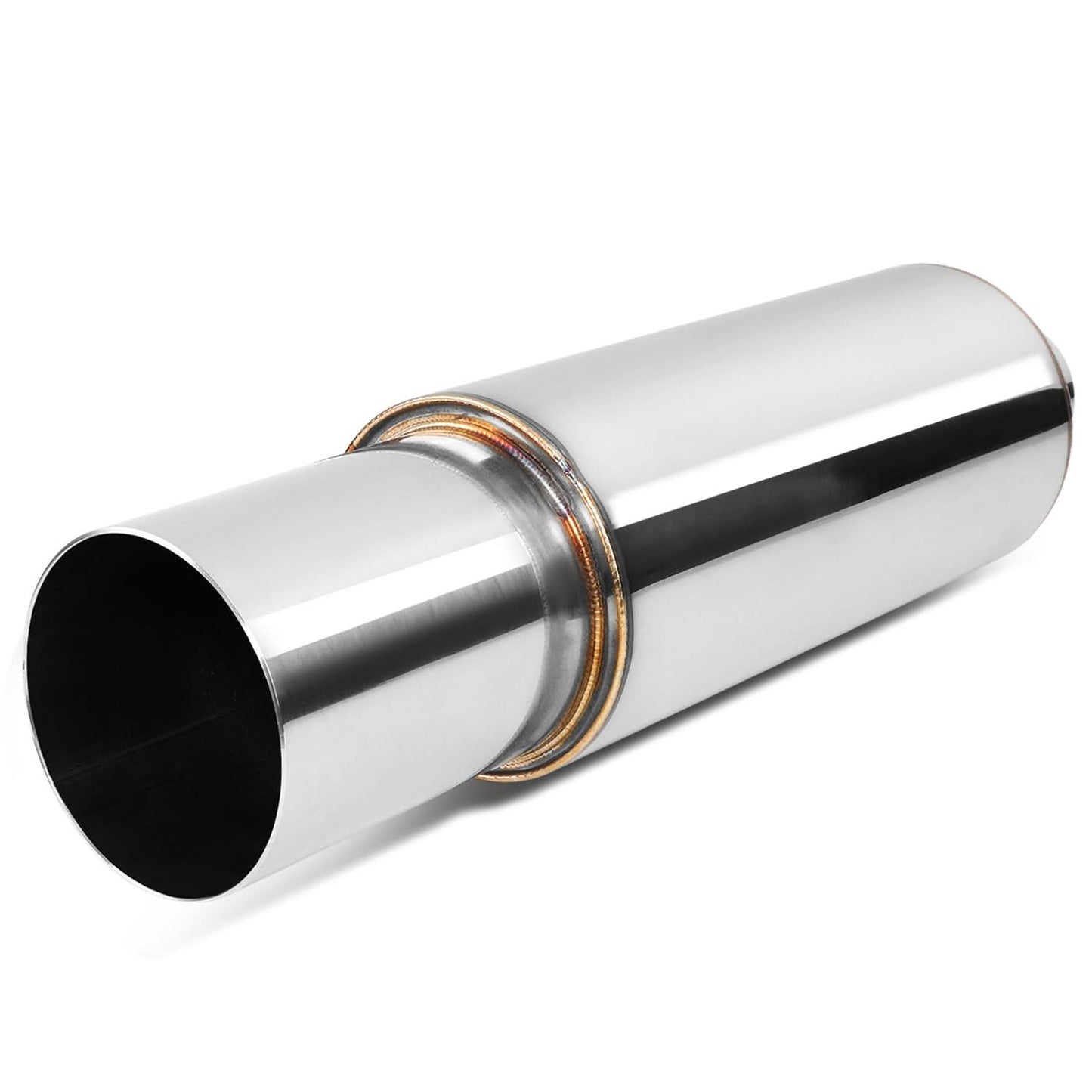 Universal Round Exhaust Muffler - 4.0" Tip, 2.5" Inlet, 18.5" Total Length