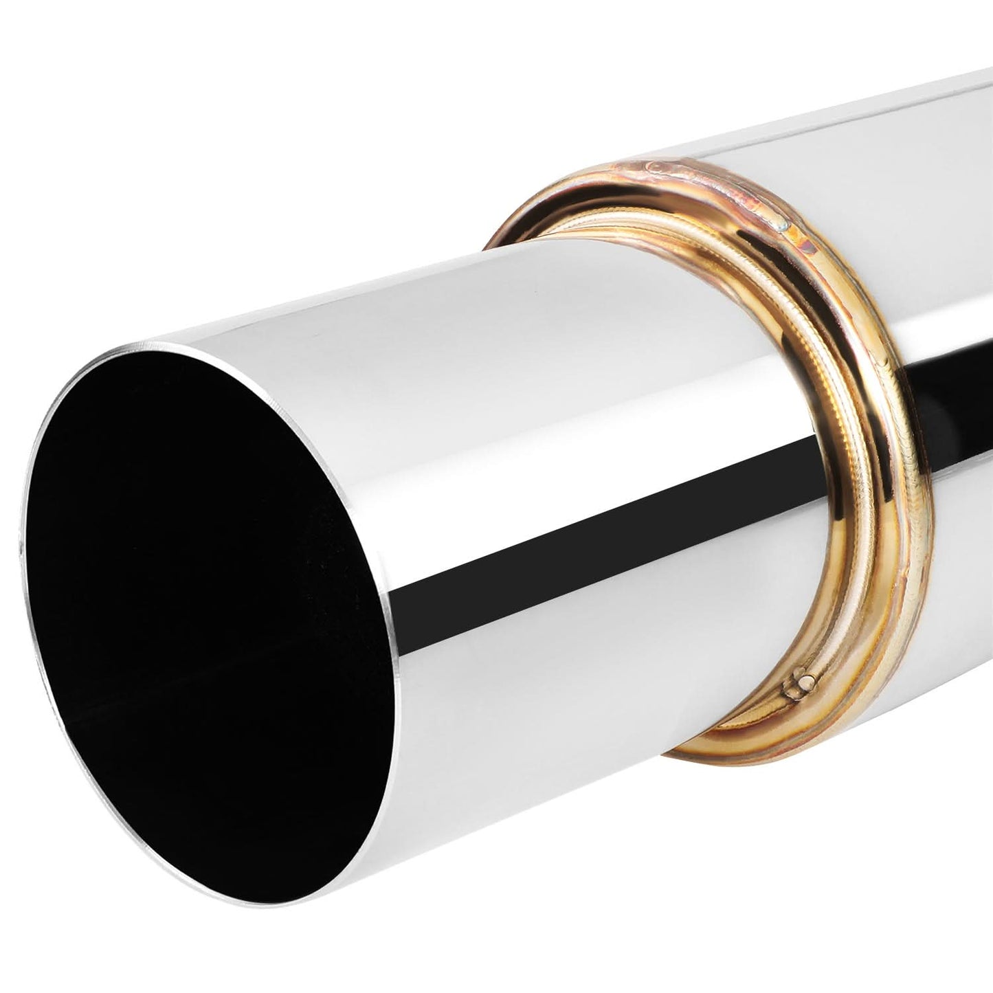 Universal Round Exhaust Muffler - 4.0" Tip, 2.5" Inlet, 18.5" Total Length