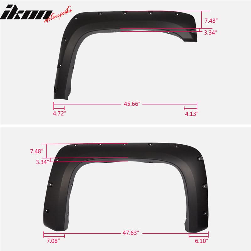 2007-2013 Chevy Silverado 1500 69.3" Short Bed Black Fender Flares PP