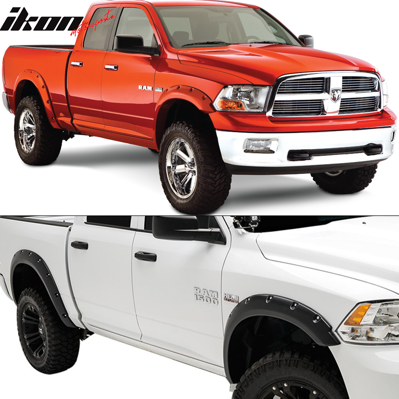 2009-2018 Dodge Ram 1500 Pocket Rivet Textured Black Fender Flares PP