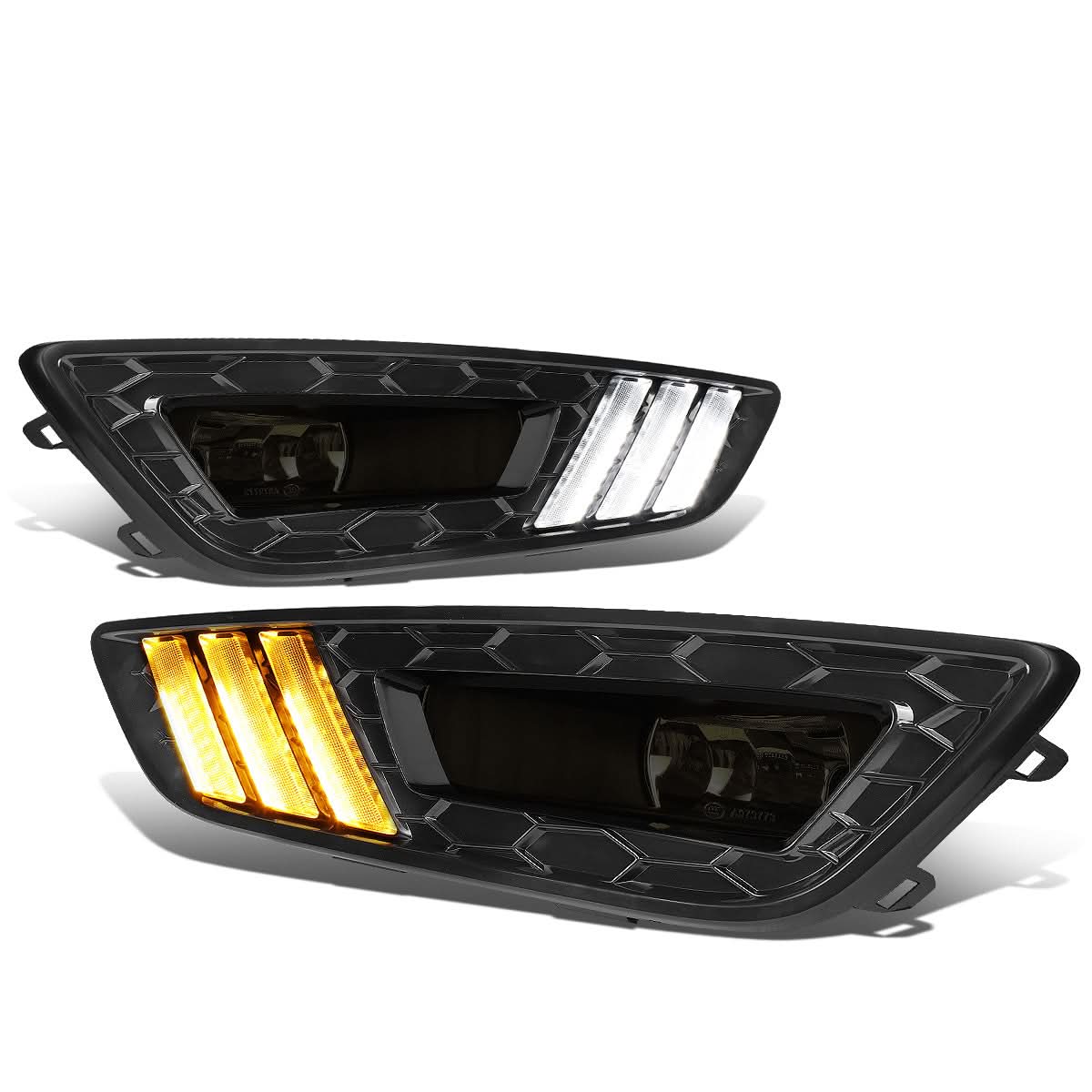 15-17 Ford Focus 4-Dr LED DRL Fog Lights w/ Bezel Black/Smoke