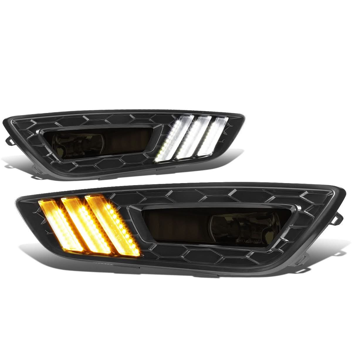 15-17 Ford Focus 4-Dr LED DRL Fog Lights w/ Bezel Black/Smoke