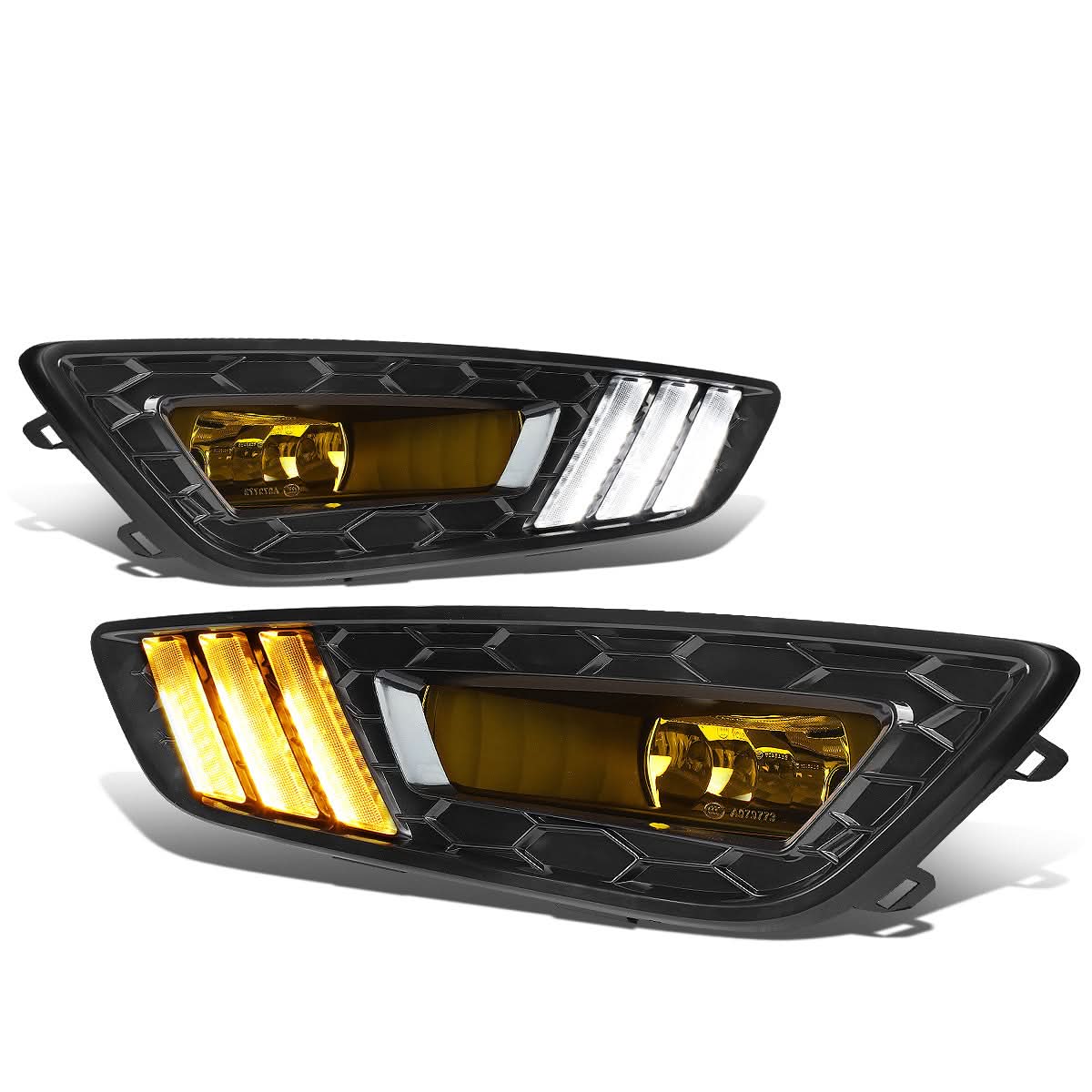 2015-2017 Ford Focus LED DRL Fog Lights w/ Bezel Black Yellow
