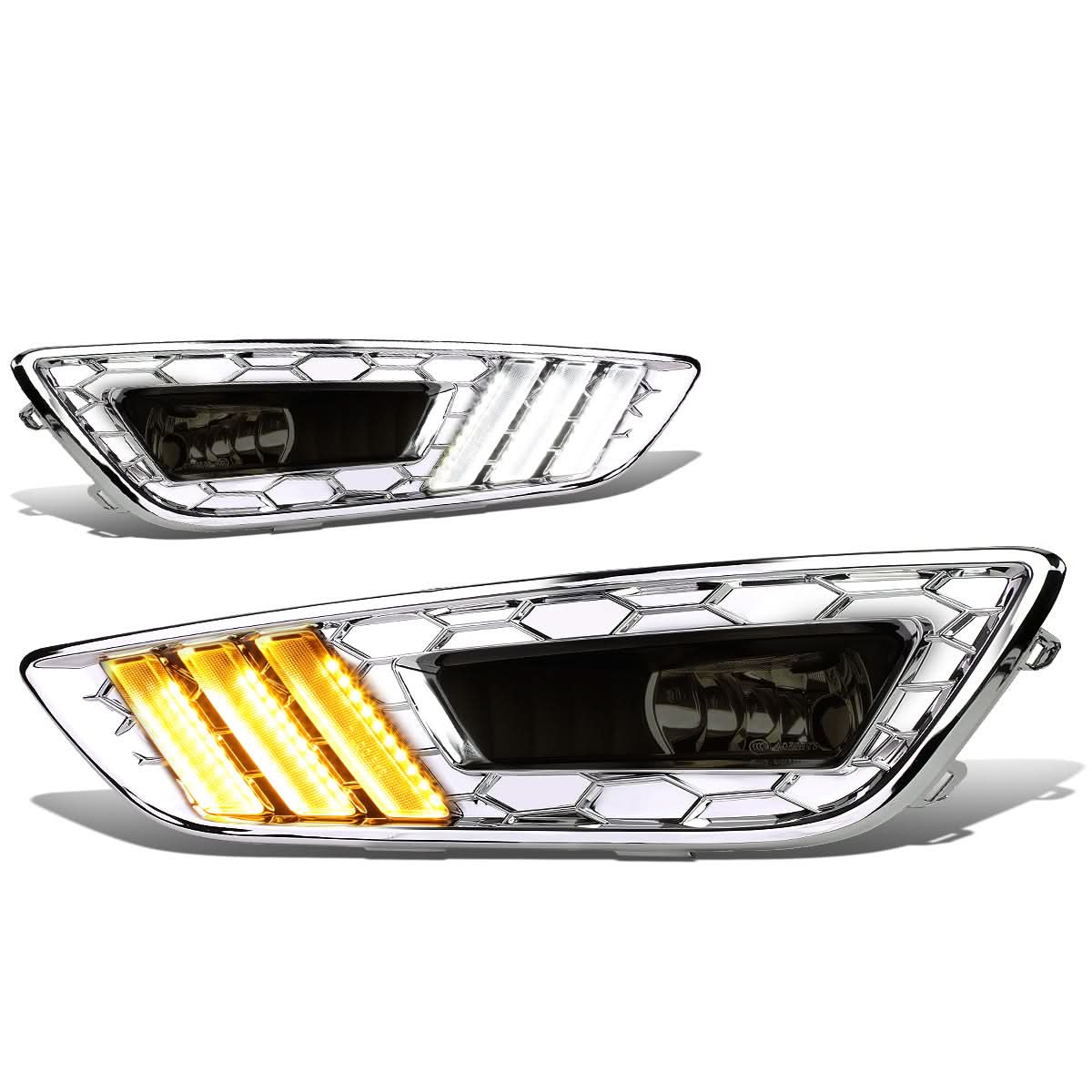 2015-2017 Ford Focus LED DRL Fog Lights with Bezel Chrome/Smoke