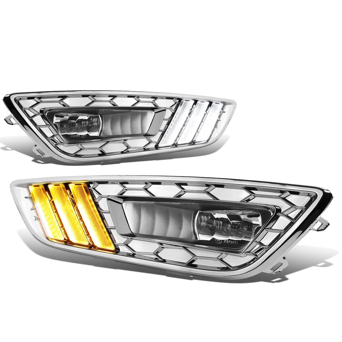 15-17 Ford Focus LED DRL Fog Lights w/ Chrome Bezel (4-DR Only)