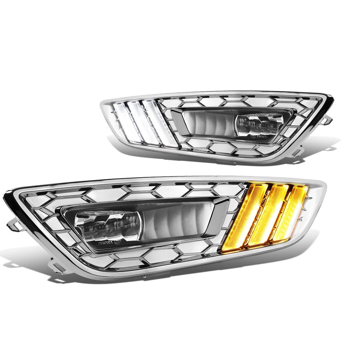 15-17 Ford Focus LED DRL Fog Lights w/ Chrome Bezel (4-DR Only)