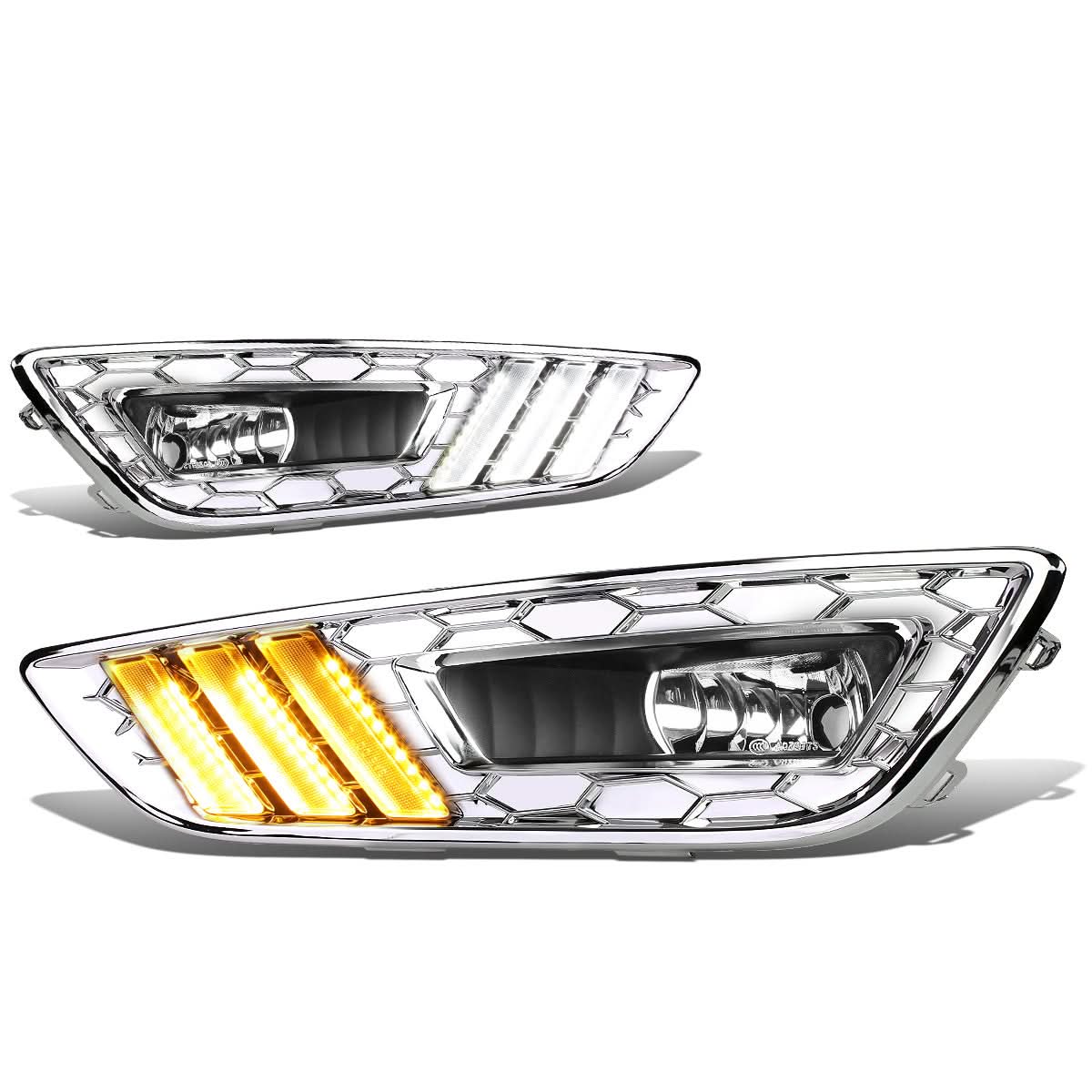 15-17 Ford Focus LED DRL Fog Lights w/ Chrome Bezel (4-DR Only)