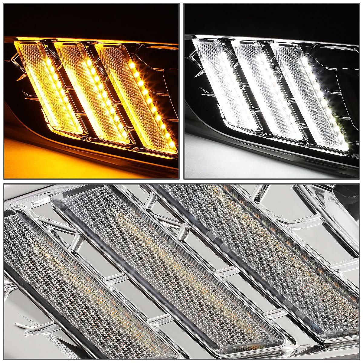 15-17 Ford Focus LED DRL Fog Lights w/ Chrome Bezel (4-DR Only)