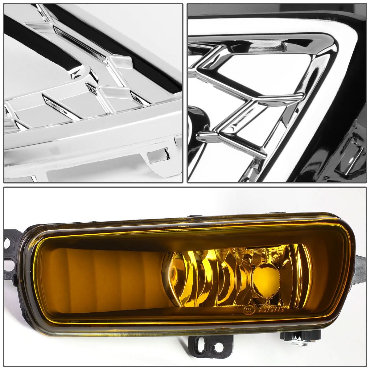 2015-2017 Ford Focus LED DRL Fog Lights with Bezel Chrome Yellow