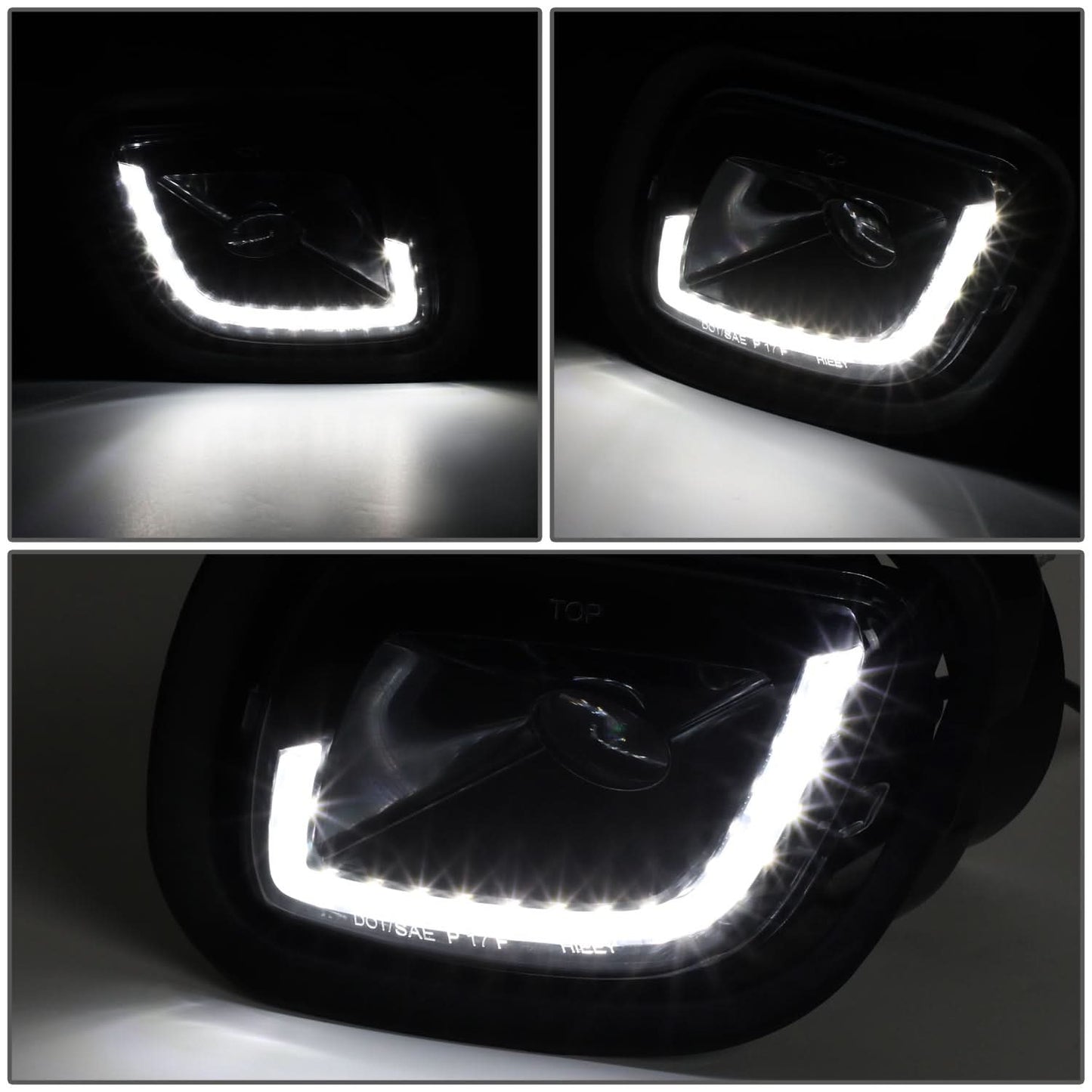 08-17 Freightliner Cascadia 3D Projector LED Fog Lights Black