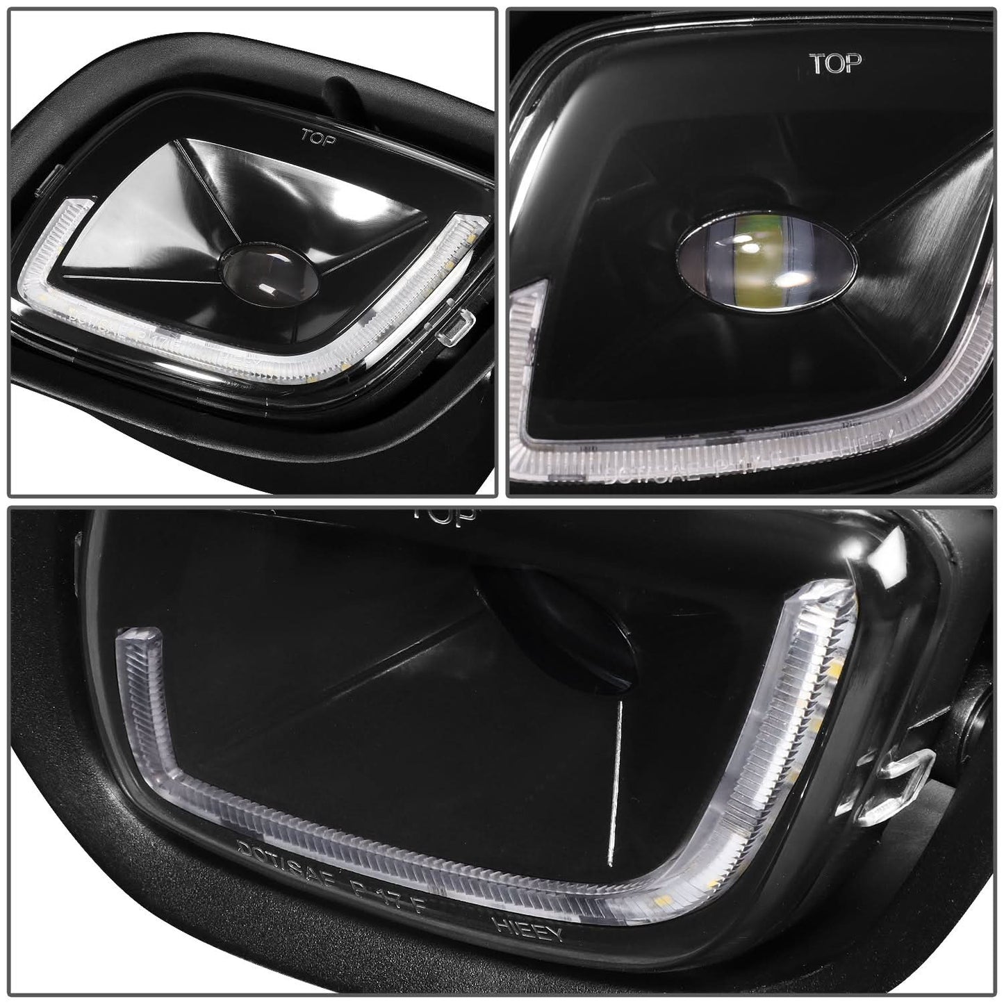 08-17 Freightliner Cascadia 3D Projector LED Fog Lights Black