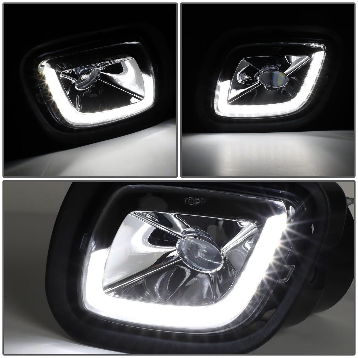 08-17 Freightliner Cascadia 3D Projector LED Fog Lights - Chrome