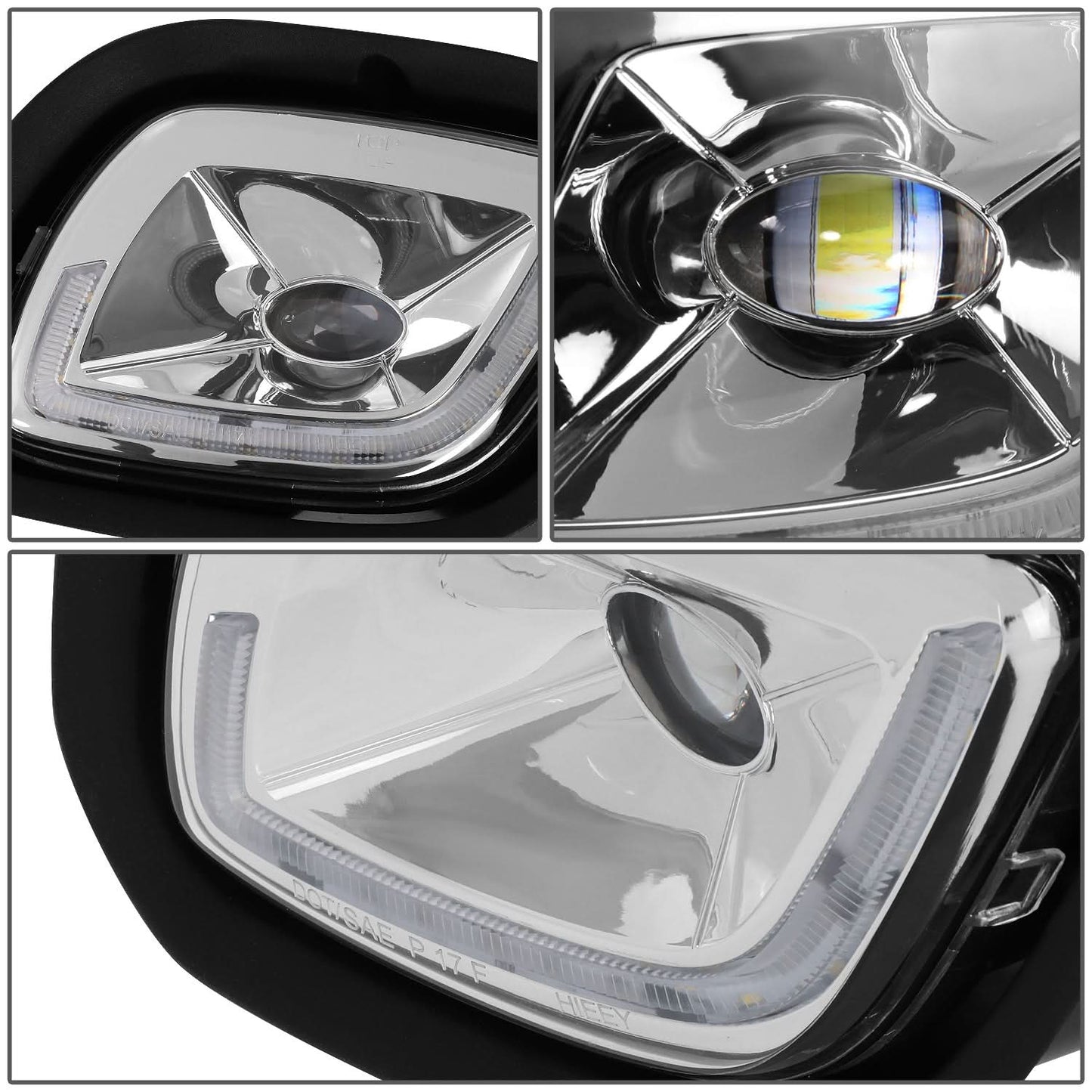 08-17 Freightliner Cascadia 3D Projector LED Fog Lights - Chrome