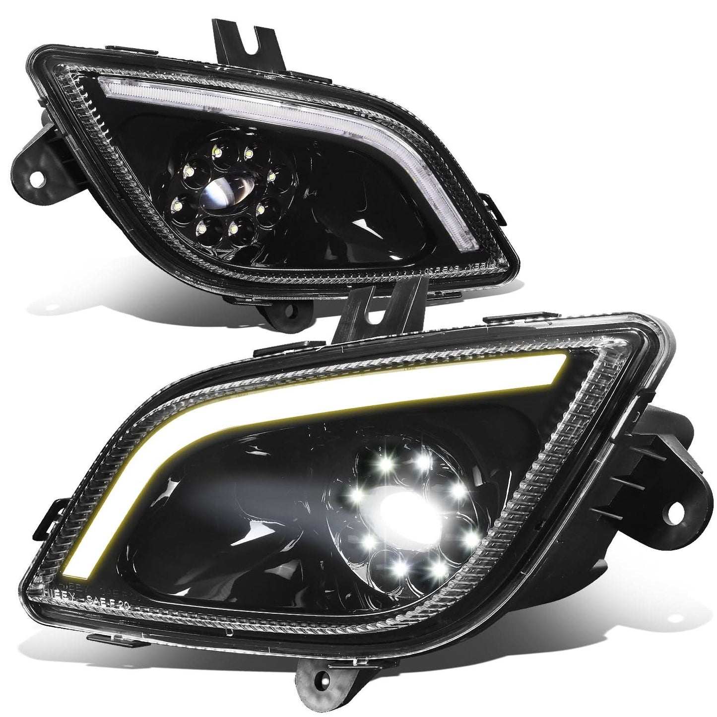 18-22 Freightliner Cascadia 3D Projector Full LED Fog Lights Black