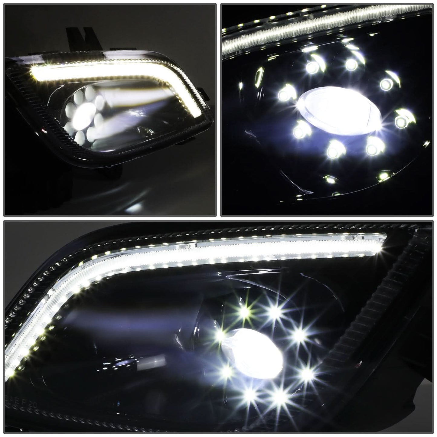 18-22 Freightliner Cascadia 3D Projector Full LED Fog Lights Black