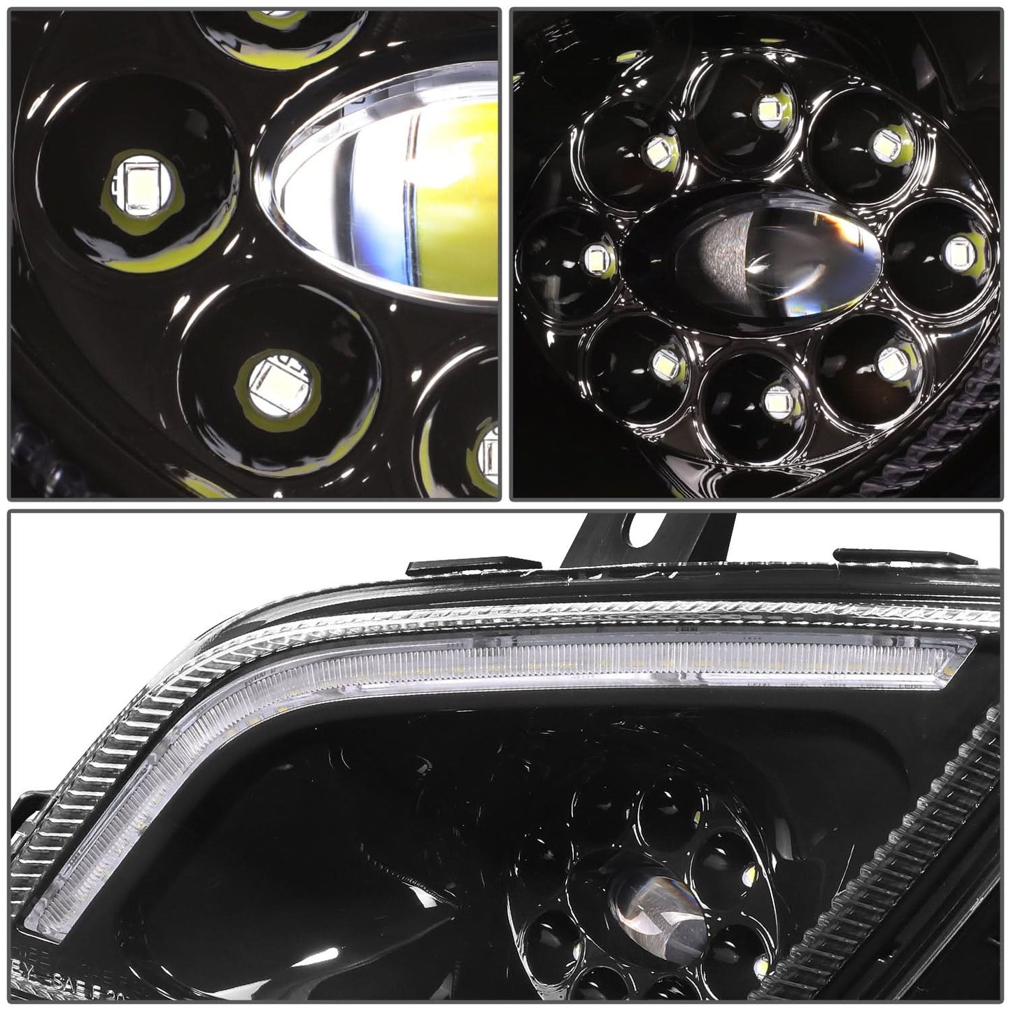 18-22 Freightliner Cascadia 3D Projector Full LED Fog Lights Black