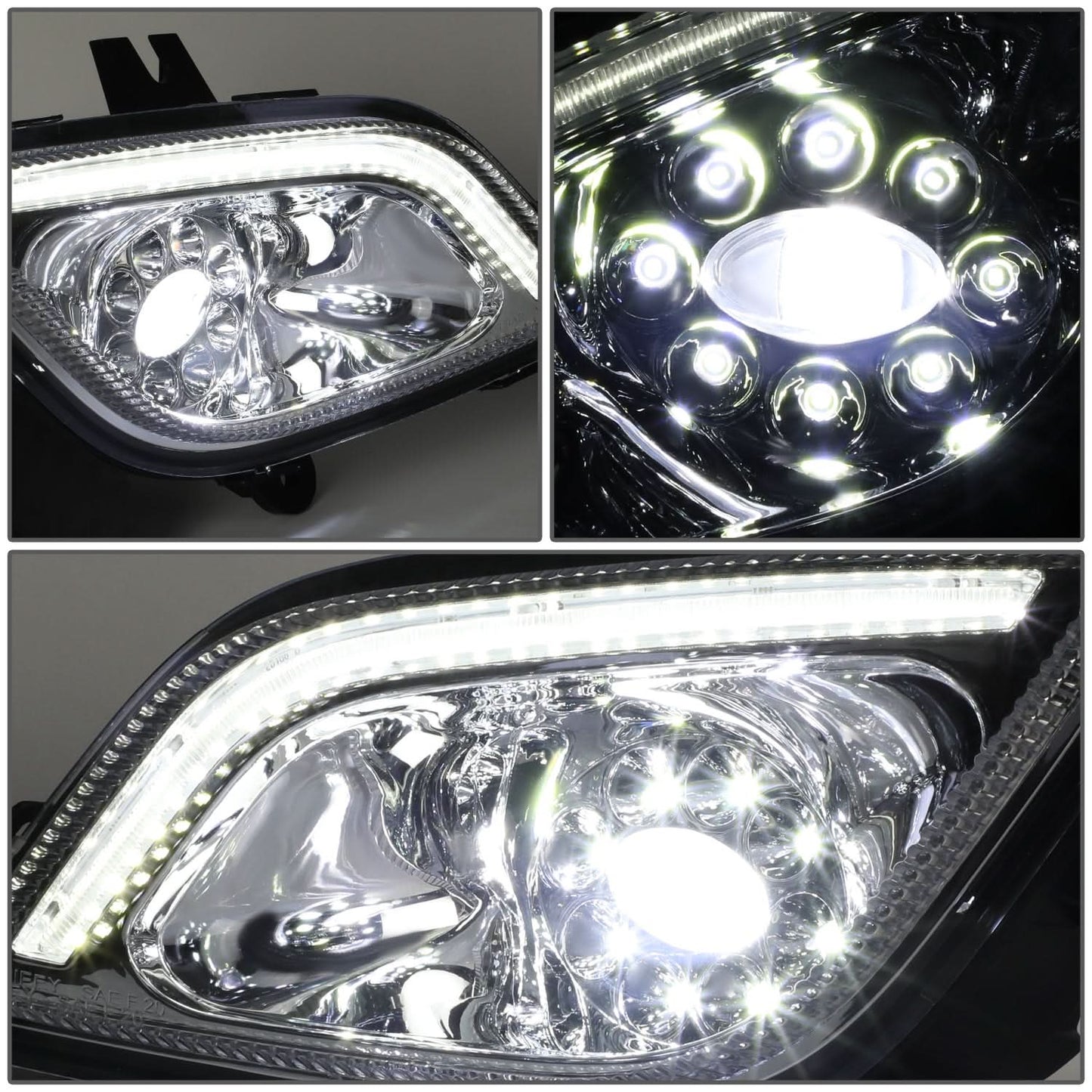 2018-2022 Freightliner Cascadia 3D Projector Full LED Fog Lights Chrome