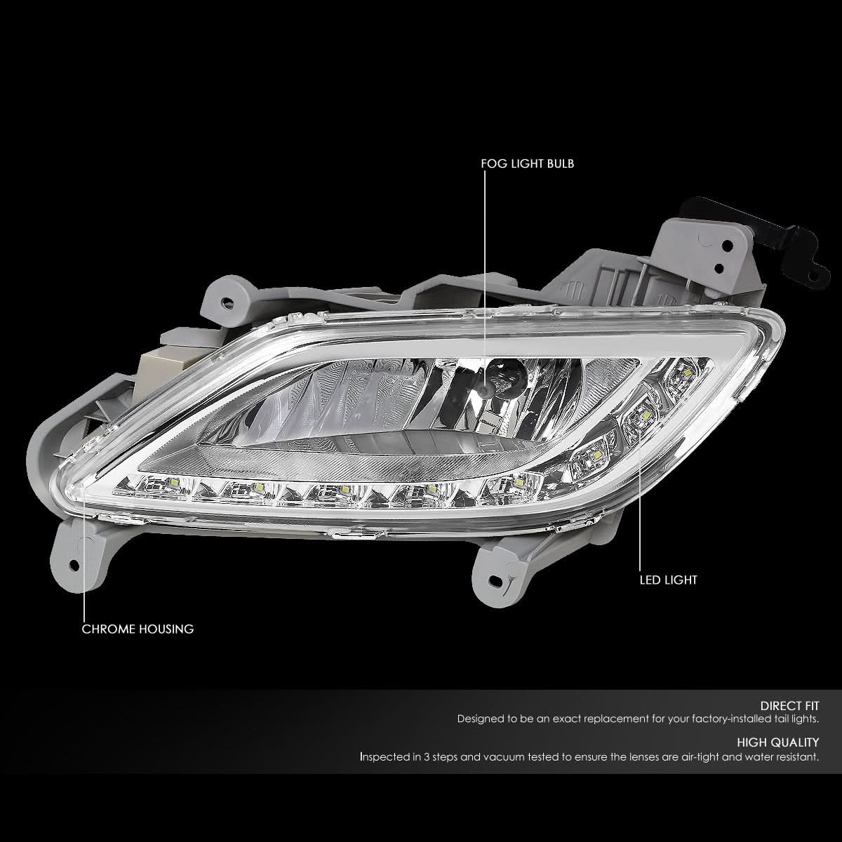 2012-2016 Hyundai Veloster LED DRL Fog Lights with Switch - Clear