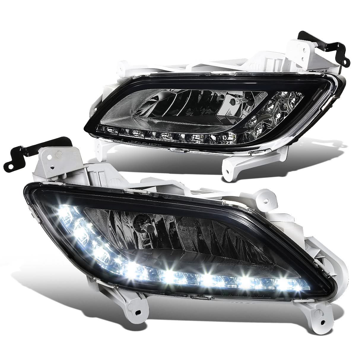 2012-2016 Hyundai Veloster LED DRL Fog Lights with Switch - Smoke