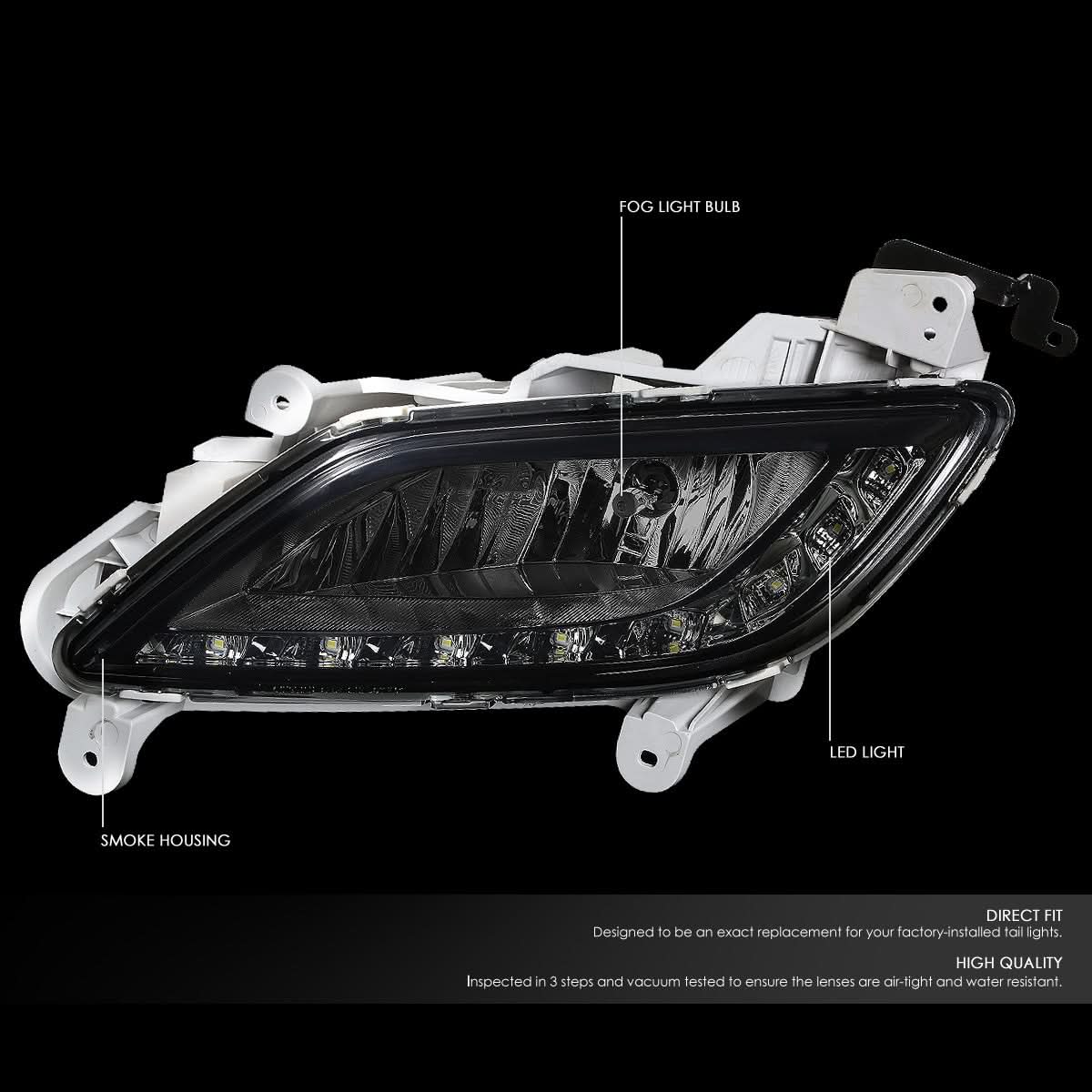 2012-2016 Hyundai Veloster LED DRL Fog Lights with Switch - Smoke