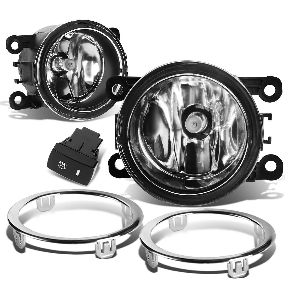 2012-2015 Honda Pilot Fog Lights with Switch & Bezel - Chrome/Clear