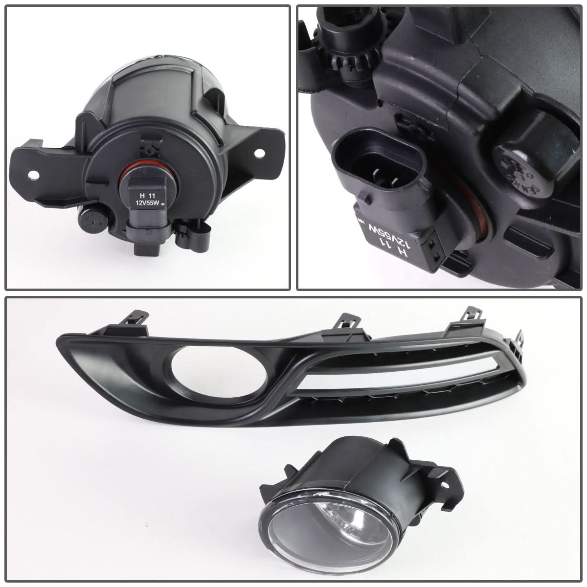2013-2016 Nissan Sentra Fog Lights with Switch & Bezel Chrome/Clear
