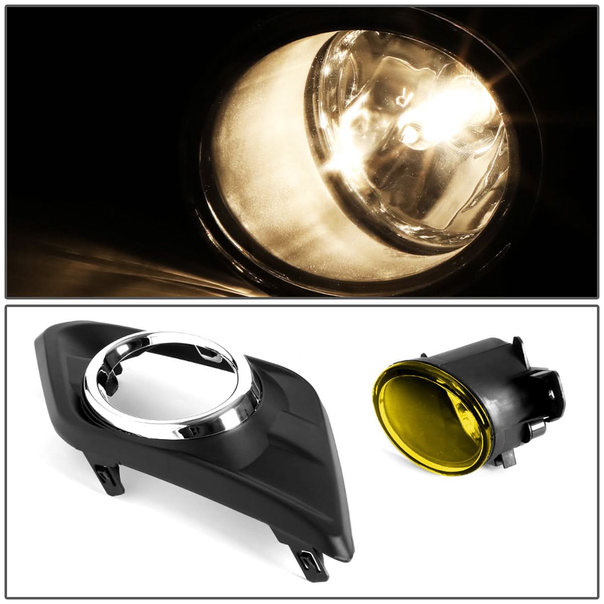 2014-2016 Nissan Rogue Fog Lights with Switch & Bezel H11 Amber