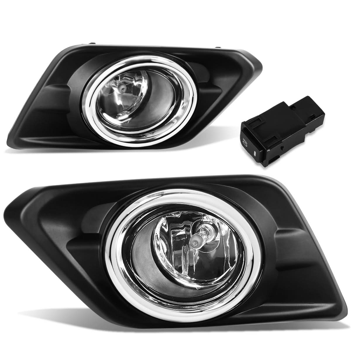 2014-2016 Nissan Rogue Fog Lights with Switch & Bezel - Chrome/Clear