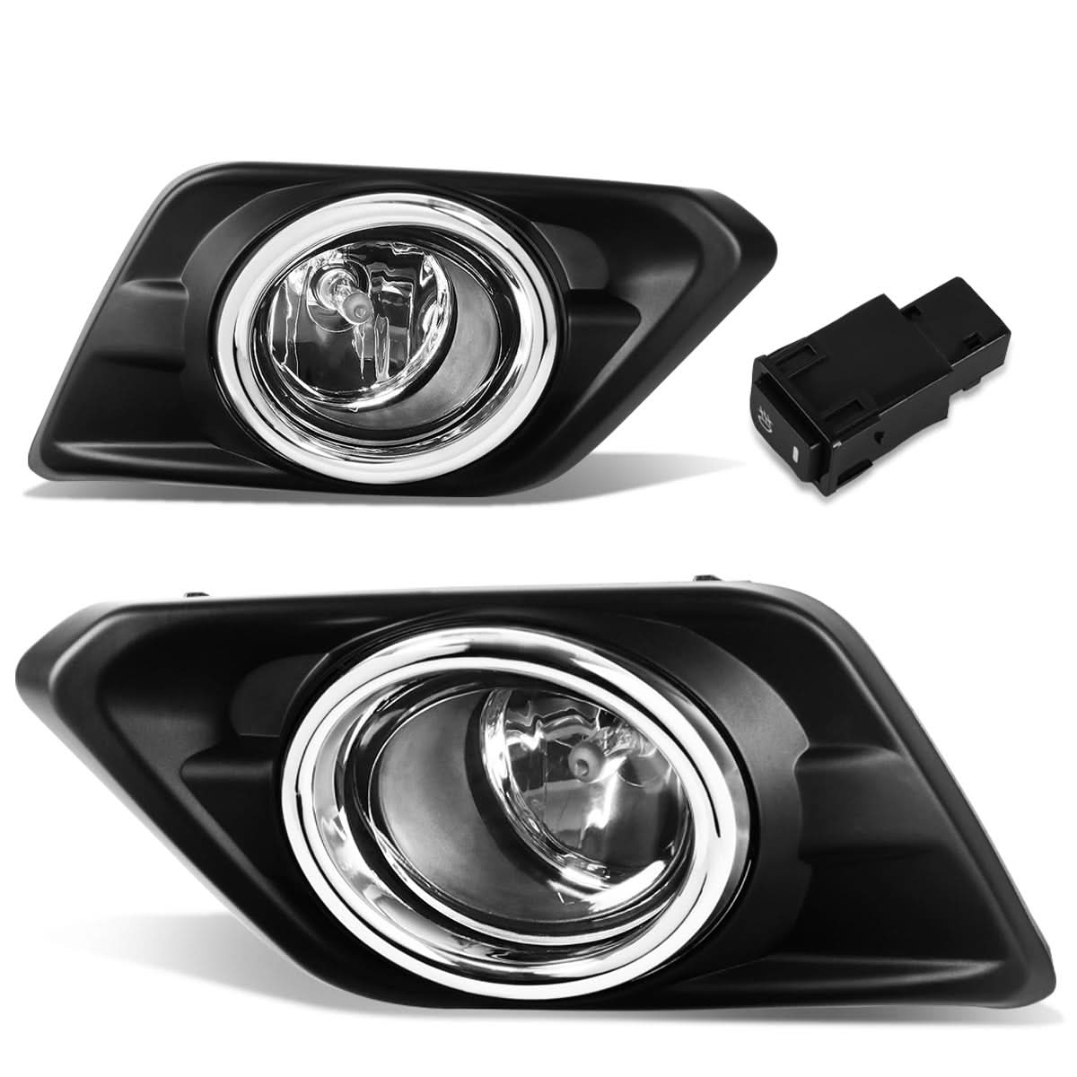 2014-2016 Nissan Rogue Fog Lights with Switch & Bezel - Chrome/Clear