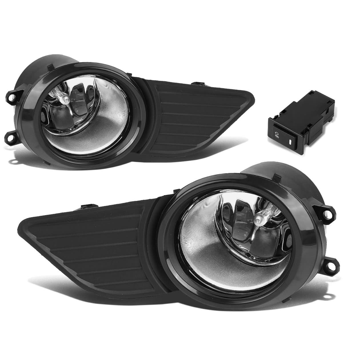 2011-2017 Toyota Sienna Fog Lights with Switch & Bezel - Chrome/Clear