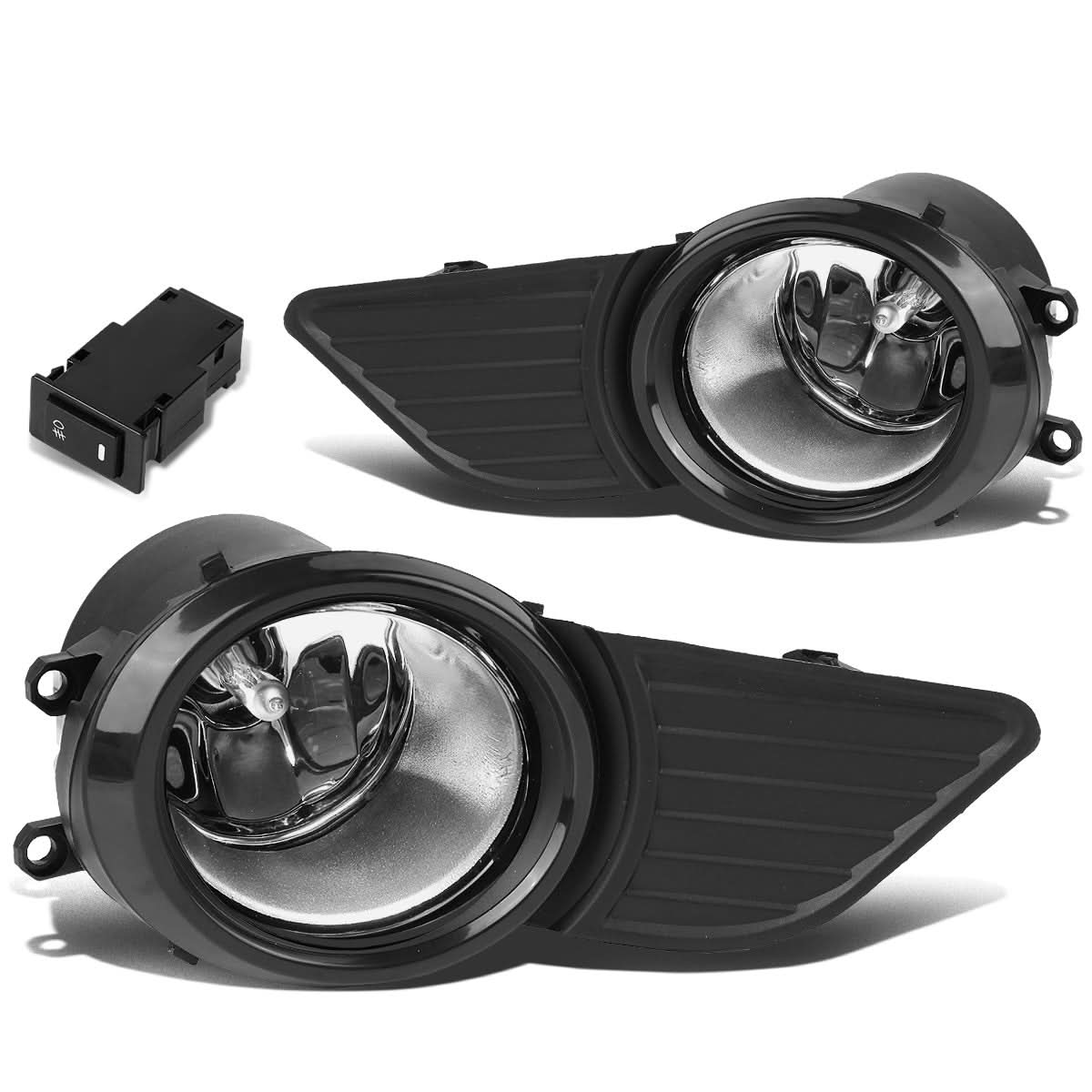 2011-2017 Toyota Sienna Fog Lights with Switch & Bezel - Chrome/Clear