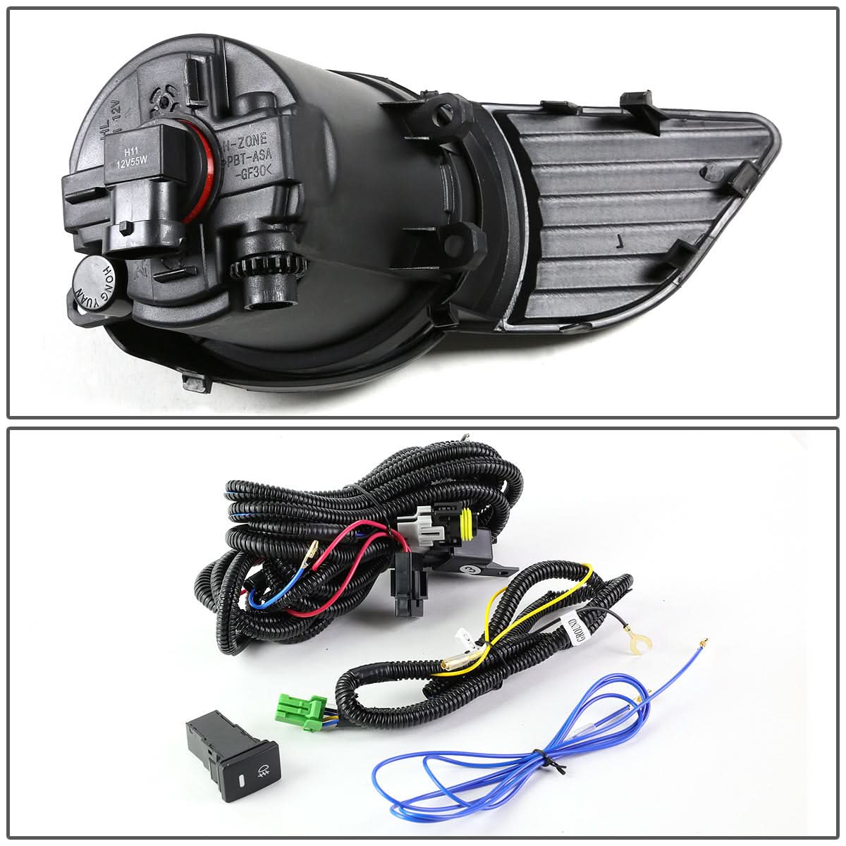 2011-2017 Toyota Sienna Fog Lights with Switch & Bezel - Chrome/Clear