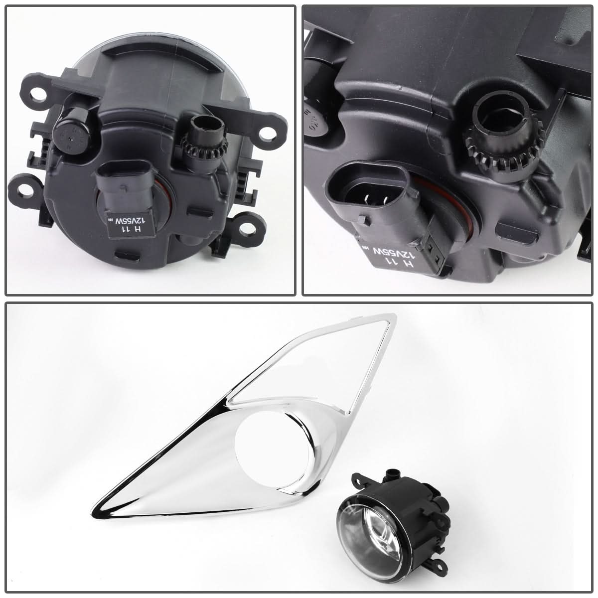 2013-2016 Scion FR-S Fog Lights with Switch & Bezel H11 Chrome Clear