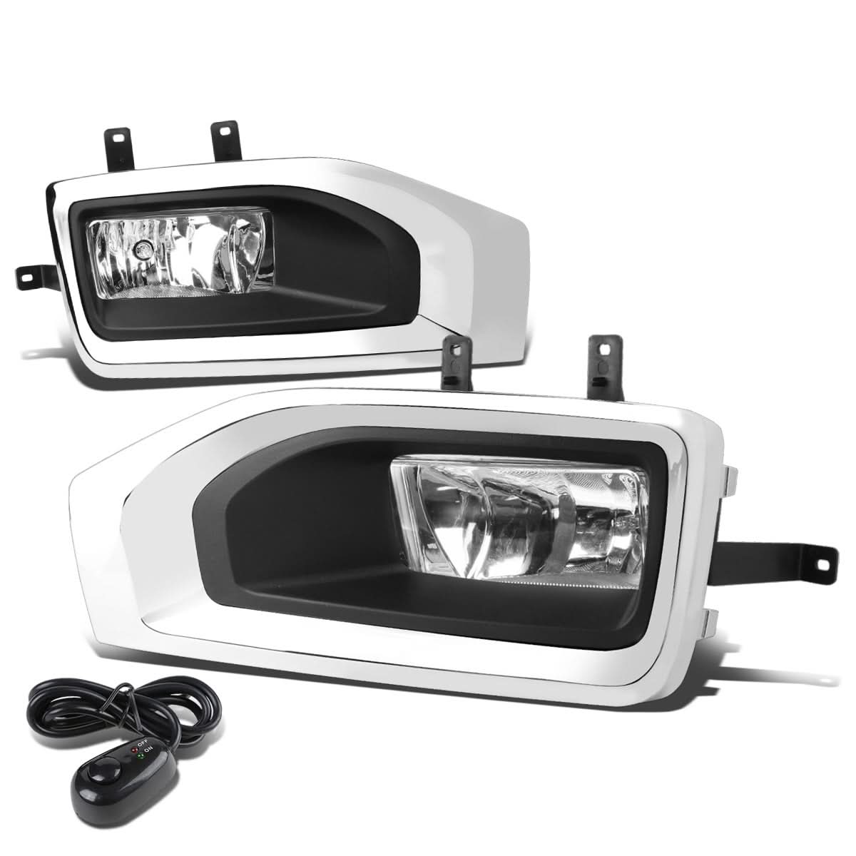 15-18 GMC Yukon Fog Lights w/ Switch & Bezel Chrome Clear