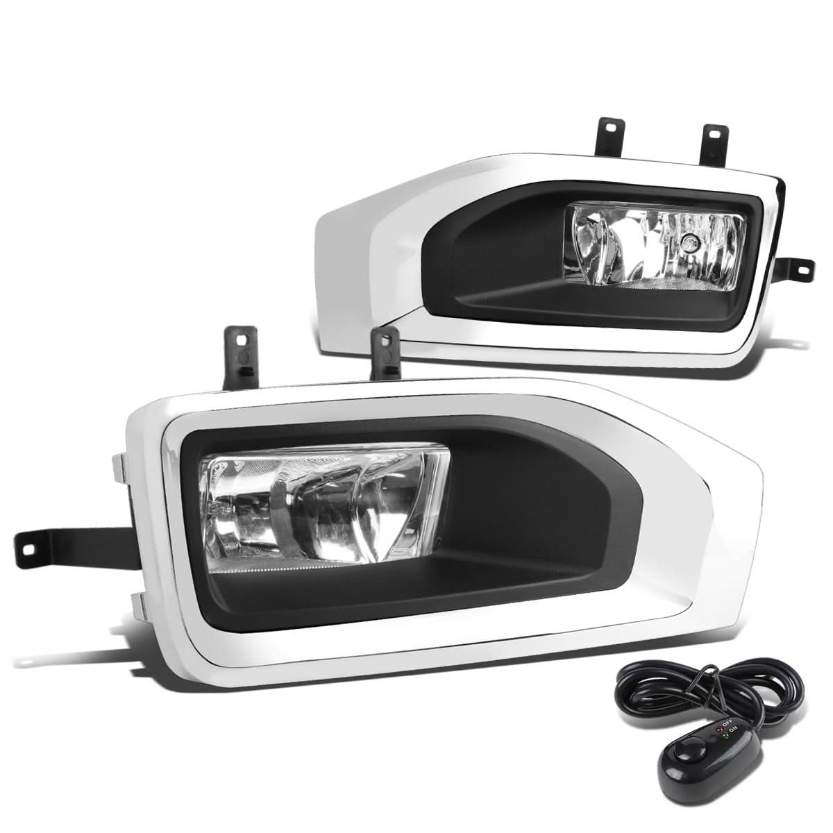 15-18 GMC Yukon Fog Lights w/ Switch & Bezel Chrome Clear