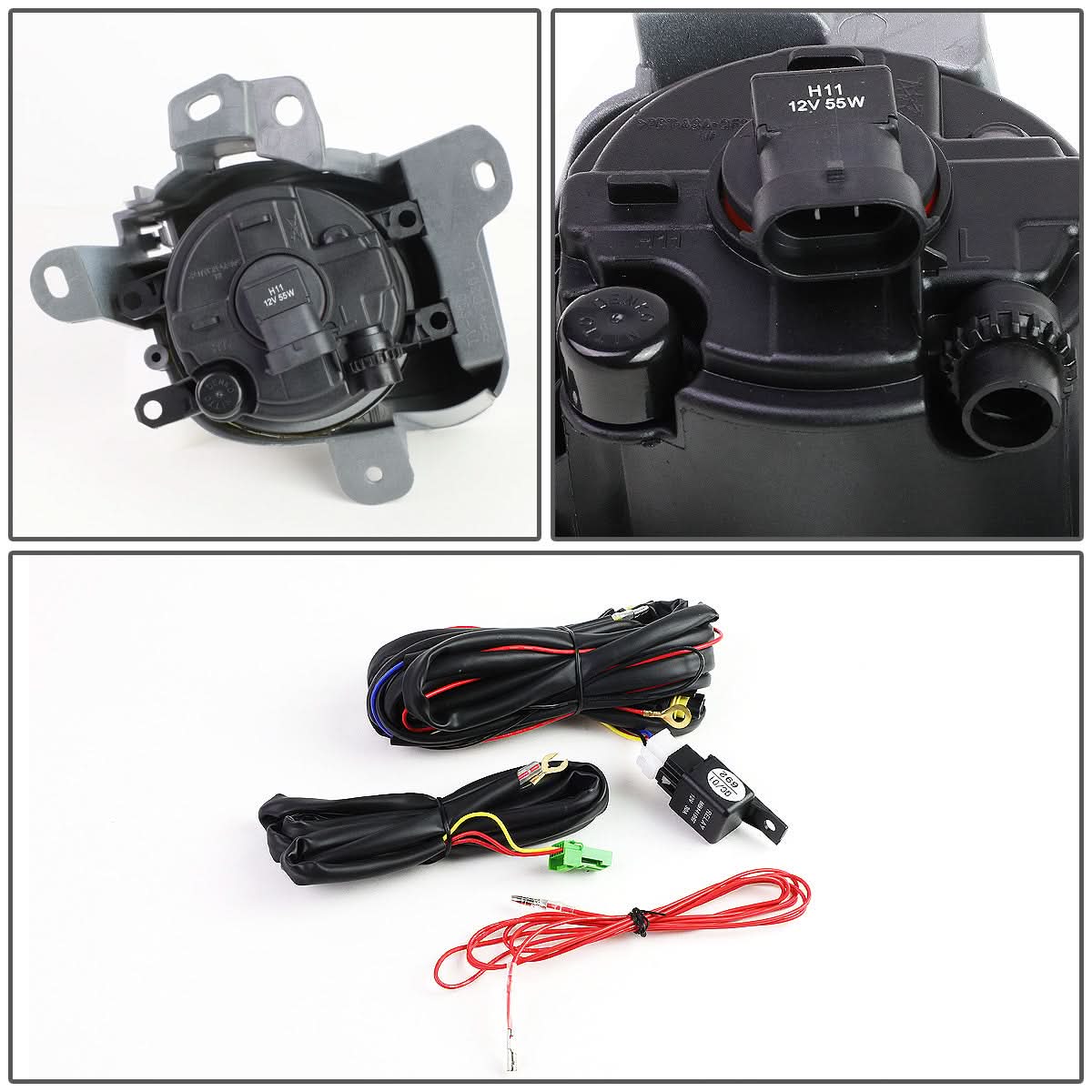 2010-2012 Toyota Prius Fog Lights with Switch & Bezel - H11 Chrome
