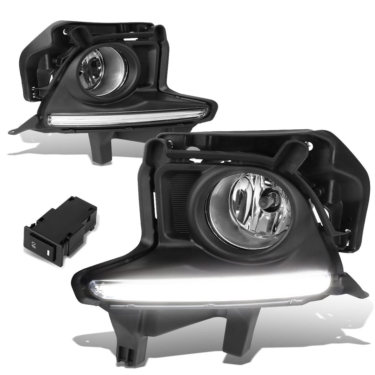 2014-2016 Toyota Highlander Fog Lights with Switch Black Bezel Chrome