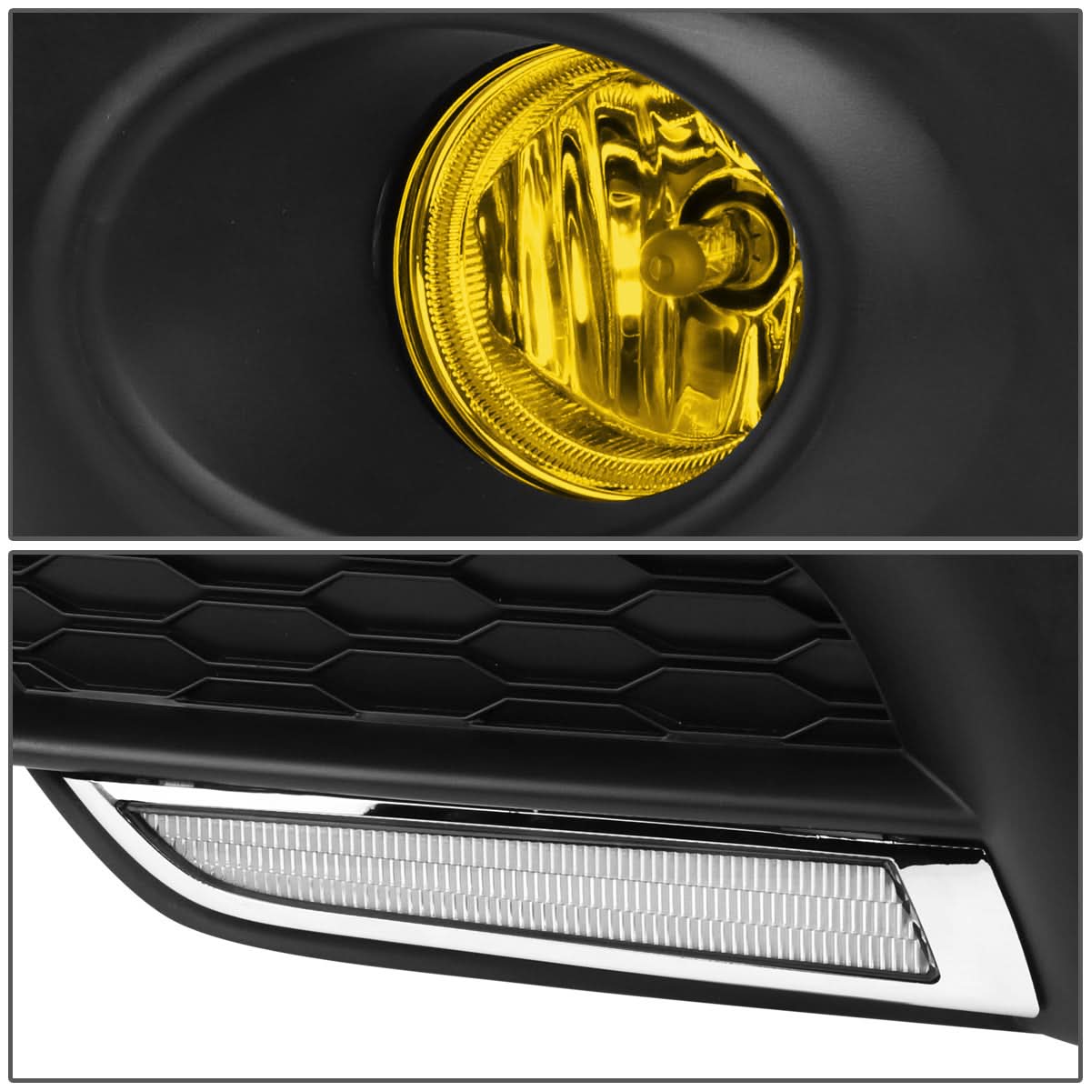 2016-2017 Honda Civic LED DRL Fog Lights w/ Switch & Amber H8 Bulb