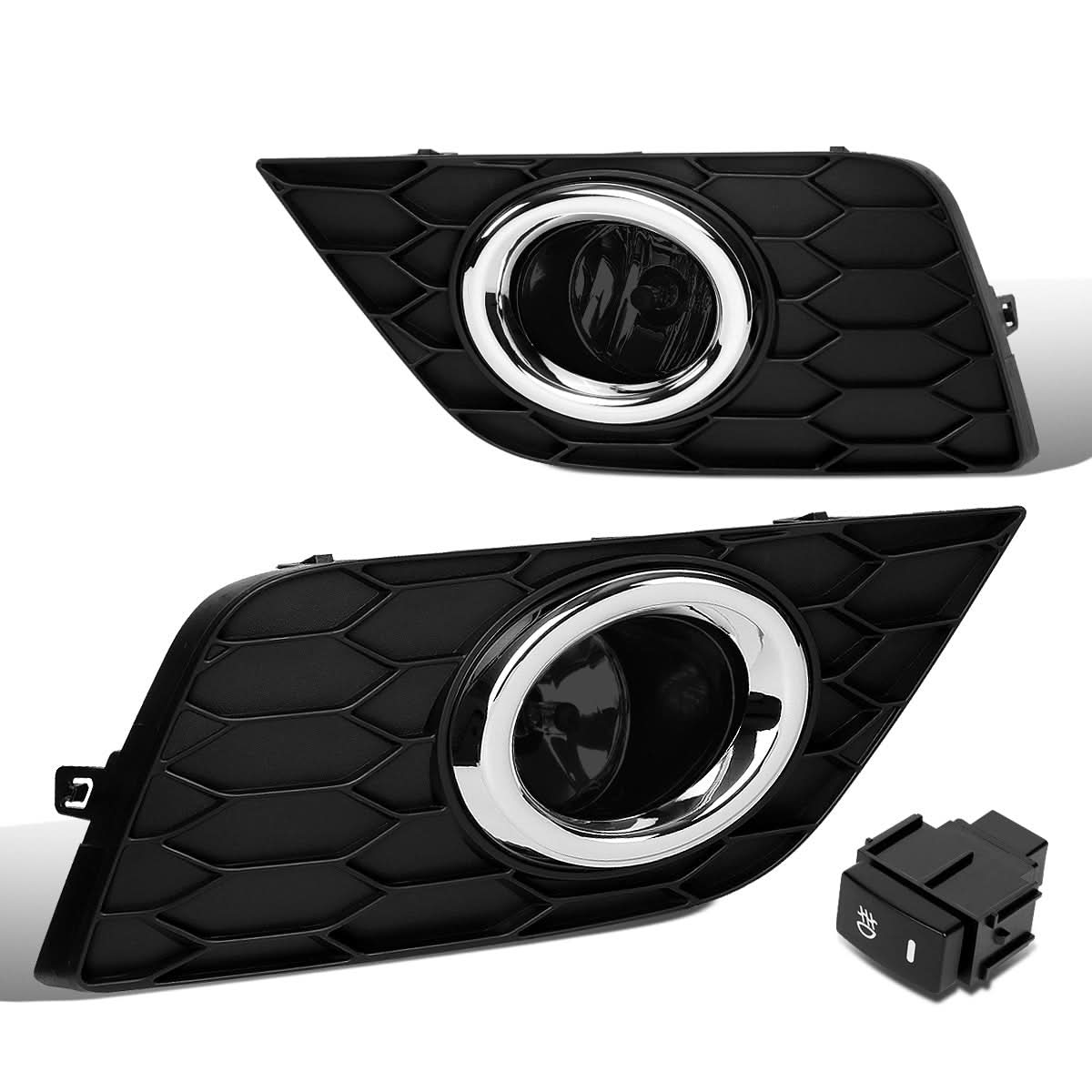 2016-2019 Nissan Sentra Fog Lights with Switch - Smoke Black Bezel
