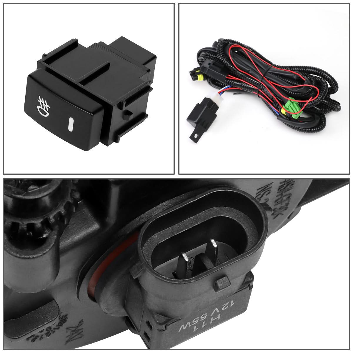 2016-2019 Nissan Sentra Fog Lights with Switch - Smoke Black Bezel